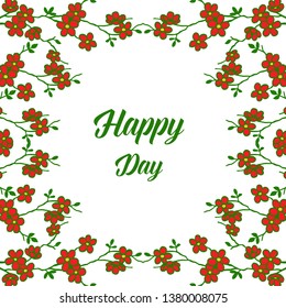 Vector illustration shape wreath frame with decorative of card happy day hand drawn