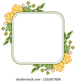 Vector illustration shape yellow rose flower with green leaf design hand drawn