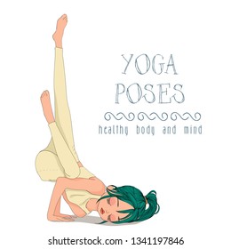 Vector illustration, shapely women are exercising.Lady cartoon, long hair, wearing a white exercise suit, doing yoga and meditation to keep the body and mind healthy, have a good balance.