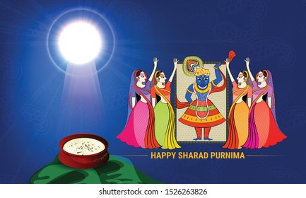 vector illustration of Sharad Purnima. Sharad Purnima is a harvest festival celebrated on the full moon day
