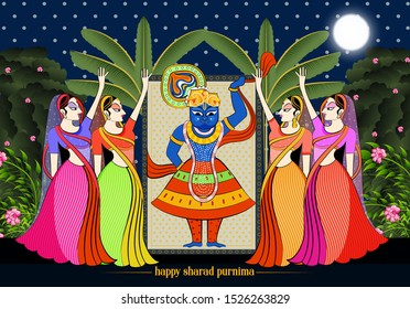 vector illustration of Sharad Purnima. Sharad Purnima is a harvest festival celebrated on the full moon day