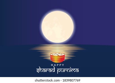 Vector Illustration of Sharad Purnima which is a harvest festival celebrated on the full moon day