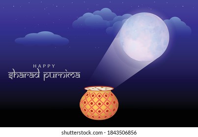 Ilustración vectorial de Sharad Purnima que es un festival de cosecha celebrado en pleno día de la luna