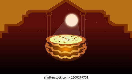 Vector Illustration of Sharad Purnima which is a harvest festival celebrated on the full moon day.