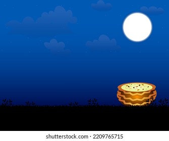 Vector Illustration of Sharad Purnima which is a harvest festival celebrated on the full moon day.