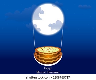 Vector Illustration of Sharad Purnima which is a harvest festival celebrated on the full moon day.