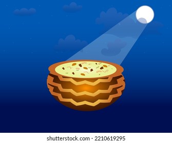 Vector Illustration of Sharad Purnima which is a harvest festival celebrated on the full moon day.