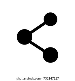 Vector illustration share icon isolated on white background. Connection round black and white symbol, sign.