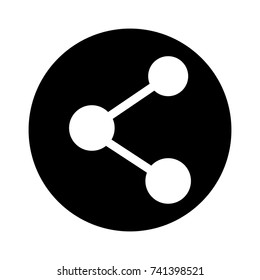 Vector illustration share icon isolated on white background. Connection round black and white symbol, sign.