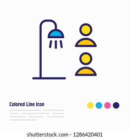 Vector illustration of shared bathroom icon colored line. Beautiful vacation element also can be used as shower icon element.