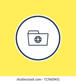 Vector Illustration Of Shared Outline. Beautiful Folder Element Also Can Be Used As Dossier Element.