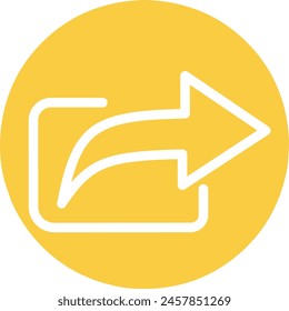 Vector illustration of sharing arrow line icon in yellow background,minimalist icon