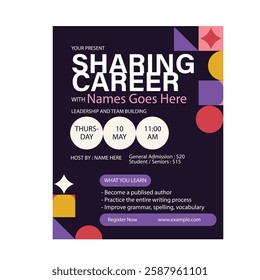 Vector illustration of sharing career flyer poster template design