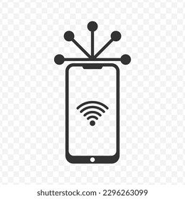 Ilustración vectorial de compartir el icono de los smartphones en color oscuro y fondo transparente (png).