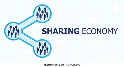 vector illustration of sharing symbol and people for sharing economy or charity visuals with text
