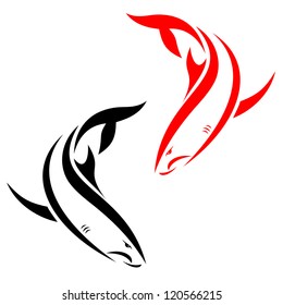 Vector illustration of shark banner on white background