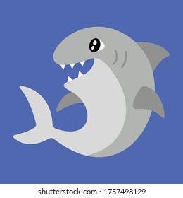 Vector illustration of a shark with a cute face. Simple, flat kawaii style. svg