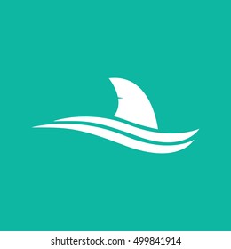 Vector illustration of shark dorsal fin on a blue background