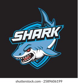 Vector Illustration of Shark Fish with Detailed Vintage Illustration Available for Logo Badge