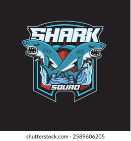 Vector Illustration of Shark Fish with Detailed Vintage Illustration Available for Logo Badge