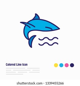 Vector illustration of shark icon colored line. Beautiful nautical element also can be used as fin icon element.