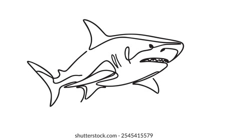 Vector illustration of shark isolated on white background.