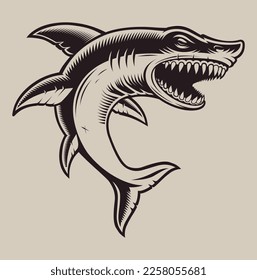 Tiburón de ilustración vectorial en un fondo claro