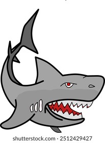 Vector illustration of shark with open mouth and sharp teeth