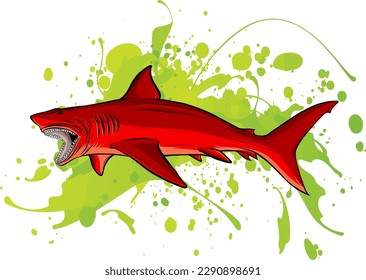 vector illustration of shark red angry design