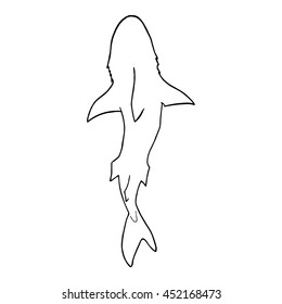 Vector illustration of shark silhouette. Vector shark  top view.