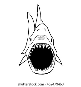 Vector illustration of shark silhouette. Vector shark top view.