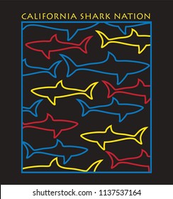 vector illustration of shark theme . t shirt graphics