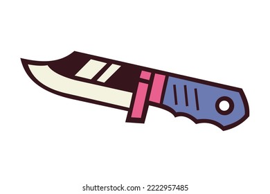 Vector illustration of a sharp knife with a blue handle