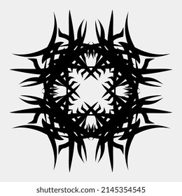 Vector illustration of sharp symmetrical hand art mandala tattoo pattern for decoration