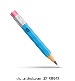 Vector illustration of sharpened detailed blue pencil isolated on white background