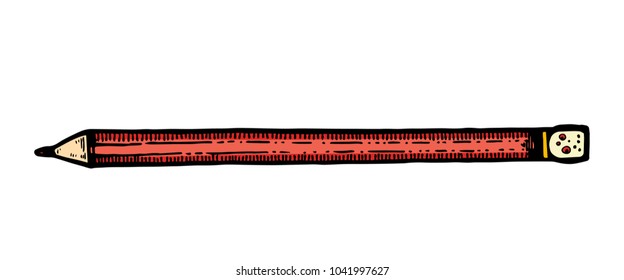 Vector illustration of sharpened detailed pencil isolated on white background. Hand drawn illustration equipment for education. Art College supplies