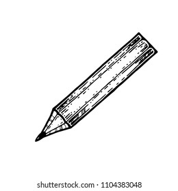 Vector illustration of sharpened detailed pencil isolated on white background. Hand drawn illustration equipment for education. Art College supplies. Coloring book for adults