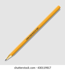 Vector illustration of sharpened detailed pencil isolated on grey background