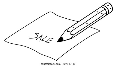 Vector illustration of sharpened detailed pencil isolated on white background. Sale tag discount symbol retail sticker sign price isolated