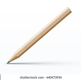 Vector illustration of sharpened detailed wooden pencil isolated on white background