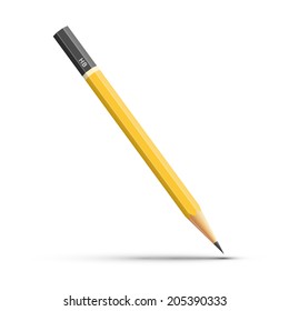 Vector illustration of sharpened pencil isolated on white background