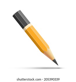 Vector illustration of sharpened pencil isolated on white background