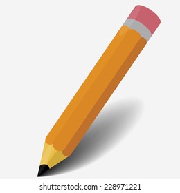 Vector illustration of sharpened pencil isolated on white background