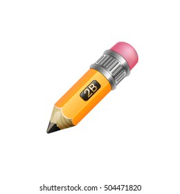 Vector illustration of sharpened realistic simple pencil icon. Isolated on white background.