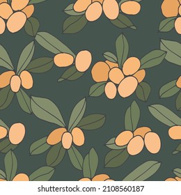 Vector illustration shea branch - vintage engraved style. Seamless pattern in retro botanical style