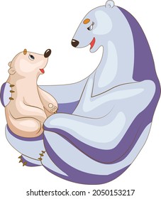 Vector illustration. She-bear with a teddy bear. Mom and child, animals, fairy tale, children's illustration for the book. 