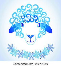 Vector illustration of sheep. Element for New Year's design. Symbol of 2015.