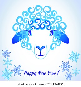 Vector illustration of sheep. Element for New Year's design. Symbol of 2015.