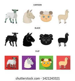 Vector illustration of sheep and goat icon. Collection of sheep and happy  vector icon for stock.