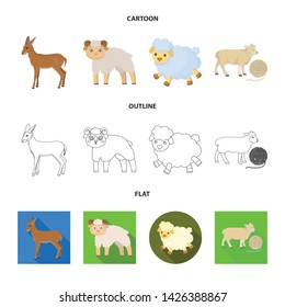 Vector illustration of sheep and goat icon. Set of sheep and happy stock symbol for web.